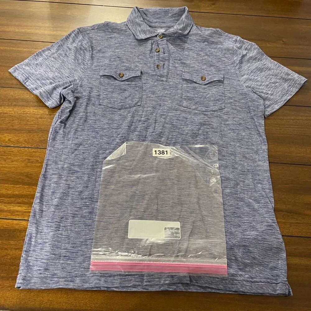 Banana Republic Men's Heathered Polo Shirt large blue